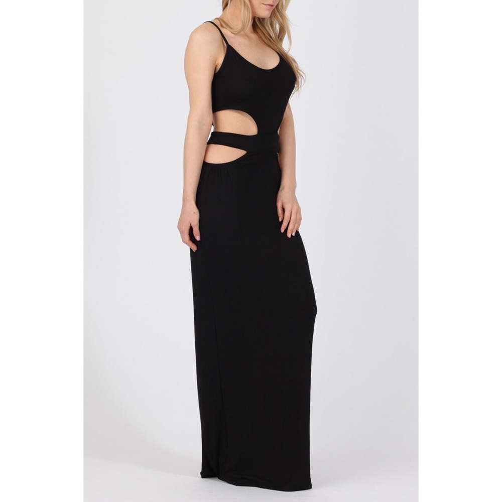 ONE LEFT! Black Waist Cutout Bodycon Maxi Dress - Picture 5 of 6